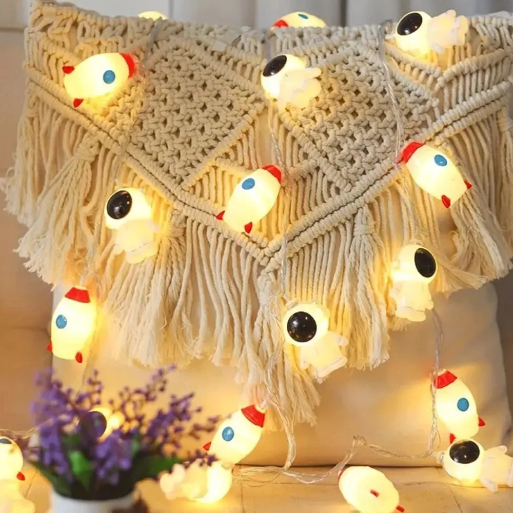 Space-Themed Party Lights with Astronaut/Rocket Design, NEW, 2 AA Batteries req.
